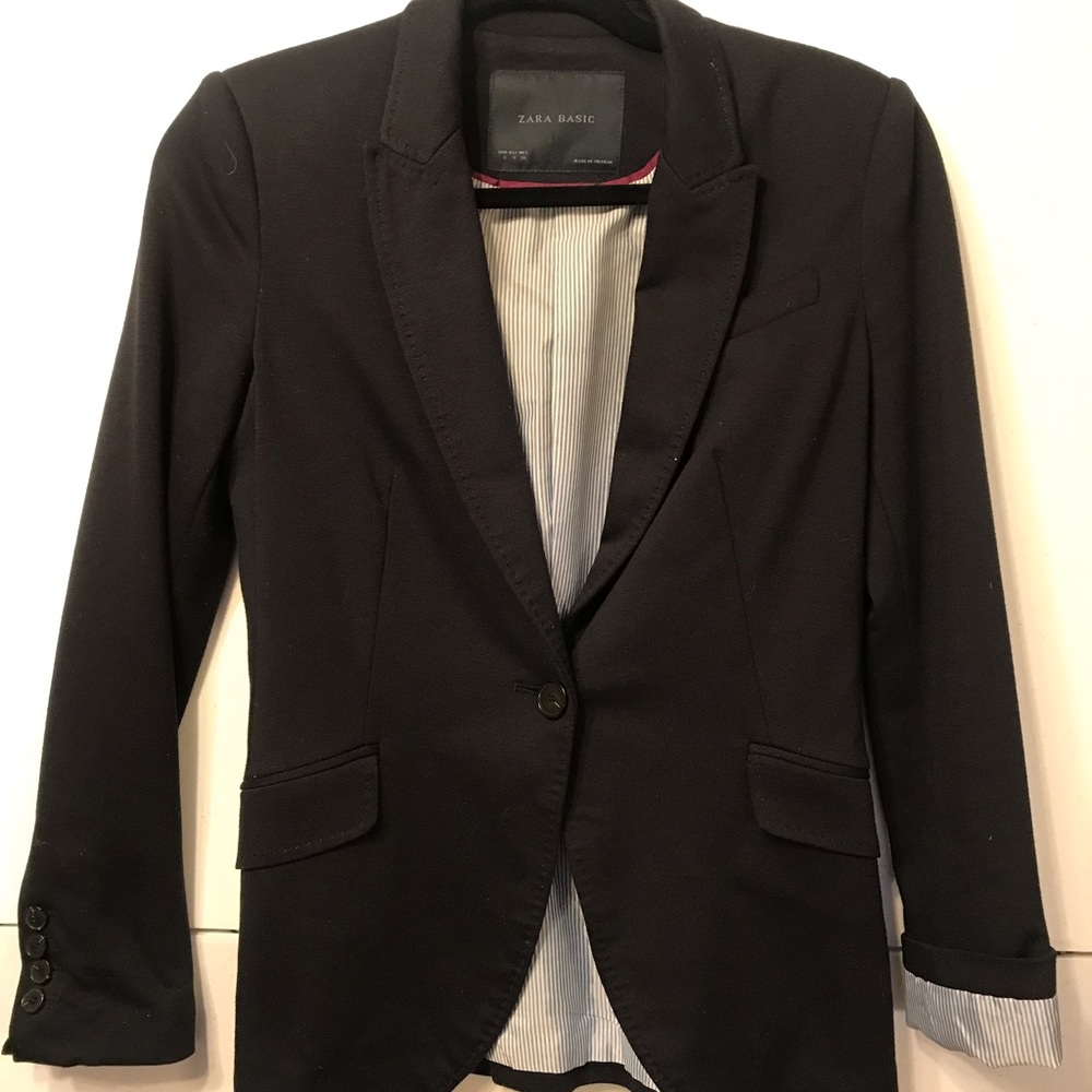 Zara NAVY cotton blazer